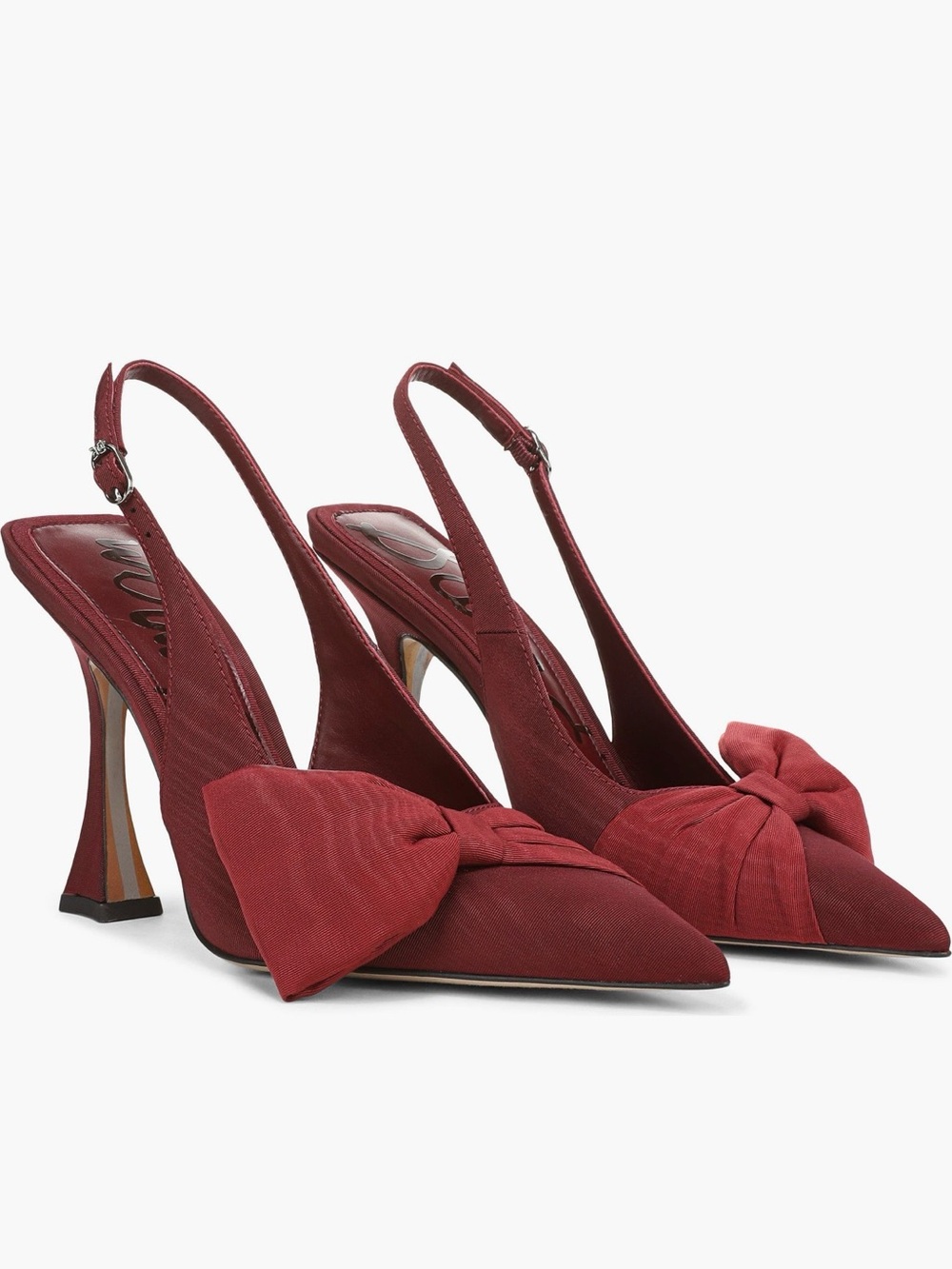 Sam Edelman Burgundy Bow Slingback Pointed-Toe Heels